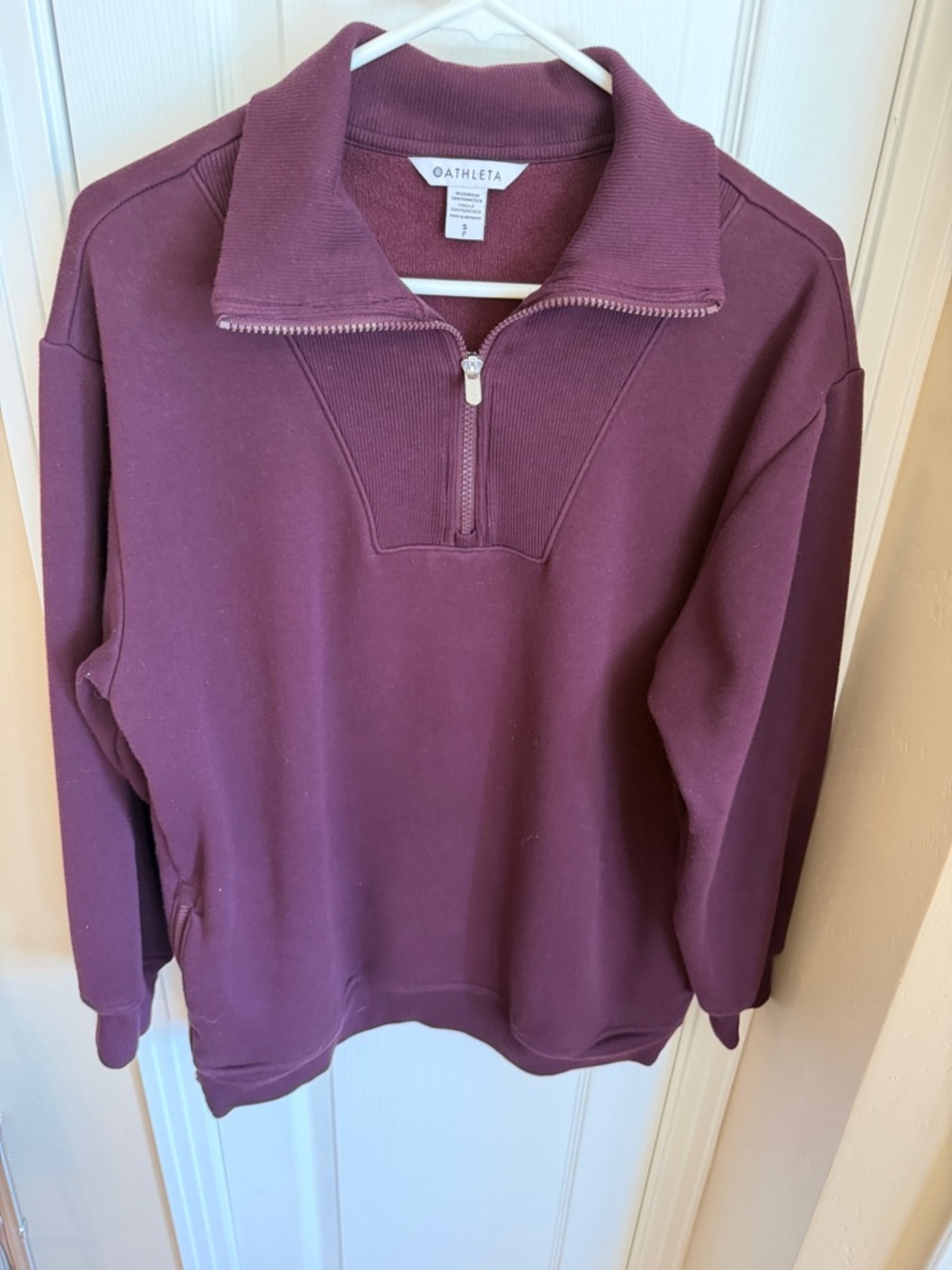 Athleta Women's Plum Half-Zip Crewneck Forever Fleece Pullover size S